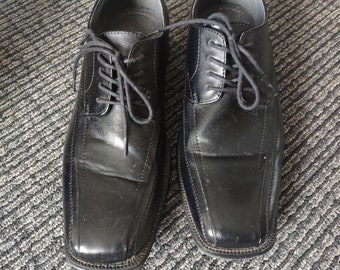 Mens Black Leather Dress Tie Shoes