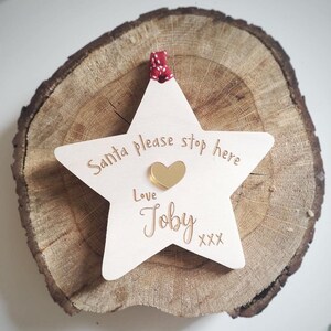 Personalised wooden santa stop here sign