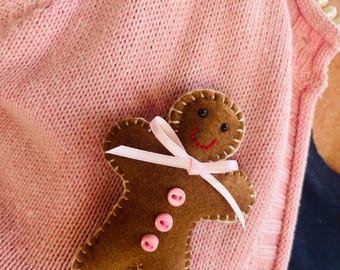 Gingerbread man brooch/pin.