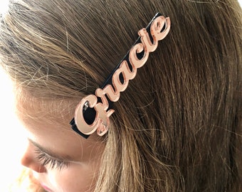 Rose gold personalised barrette hair clip