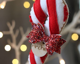 Red personalised candy cane