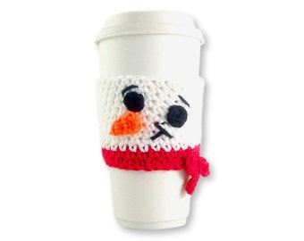 Patrón de crochet fácil: Funda para café con forma de muñeco de nieve (patrón PDF)