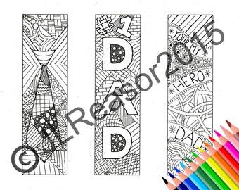 Father's Day Bookmarks: Hero Dad Zentangle Doodle (PDF Download)