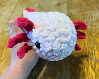 Handmade Crochet Axolotl Plushie: Kawaii Stuffed Animal Decor