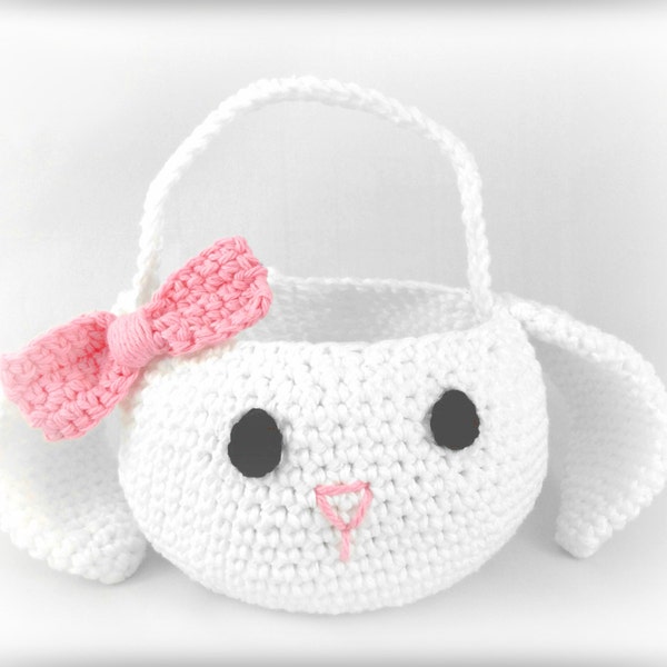 Crochet Easter bunny basket pattern, RESELL PERMISSION, Purse, Amigurumi Bunny, Girl or boy basket,