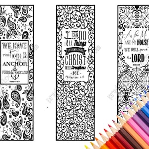 Adult coloring pages, instant download, vbs crafts, zentangle bookmarks, hand drawn handmade bookmarks