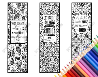 Adult coloring pages, instant download, vbs crafts, zentangle bookmarks, hand drawn handmade bookmarks