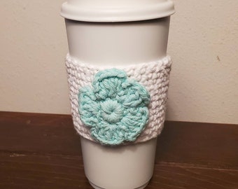 Flower Travel mug sleeve, Coffee Cup Cozy, Coffee Gift, Coffee Sleeve, Eco Friendly Gift