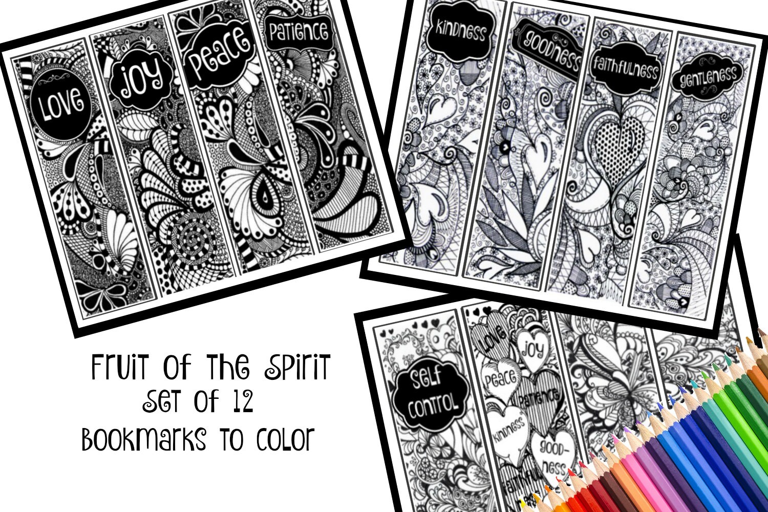 SET OF 12 Printable Coloring Pages Fruit of the Spirit Bible | Etsy