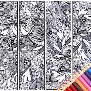 BOOKMARKS // Adult Coloring Page //  // Pdf Instant Download // Zentangle // Zendoodle // Doodle Art // Printable Coloring Pages