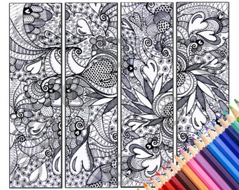 BOOKMARKS // Adult Coloring Page //  // Pdf Instant Download // Zentangle // Zendoodle // Doodle Art // Printable Coloring Pages