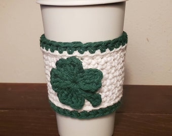 Clover Travel Mug Sleeve, Coffee Cup Cozy, Coffee Gift, Coffee Sleeve, Luck Of The Irish