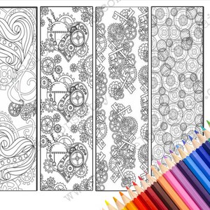 Steampunk, Printable Coloring Pages, DIY Bookmark, Adult Coloring Pages, Adult Coloring