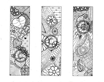 Color Your Own BOOKMARKS/ Pdf Instant Download / Zentangle / Abstract coloring page / Doodle Art / Bible Journaling / Doodle