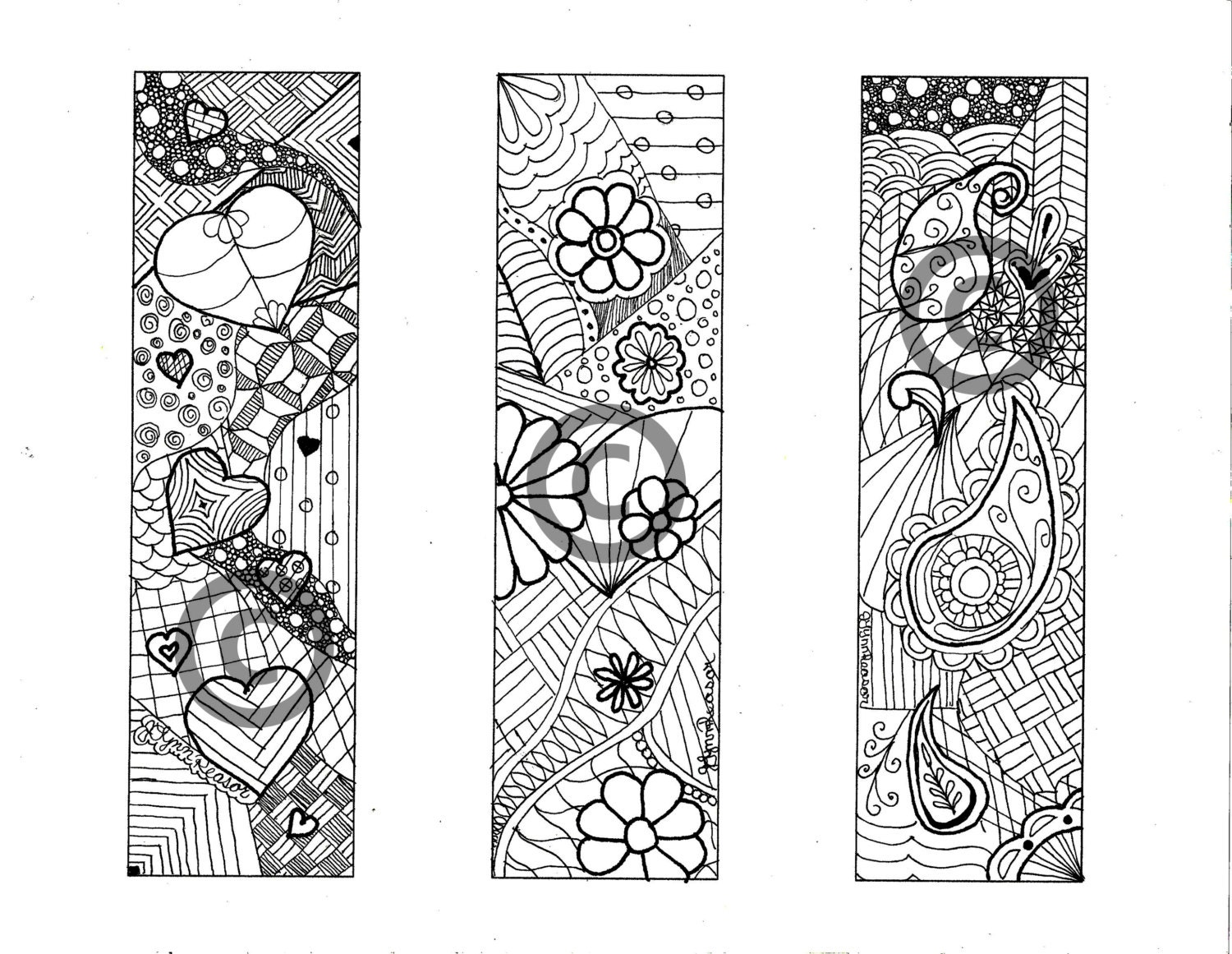 color your own bookmarks pdf instant download zentangle etsy canada