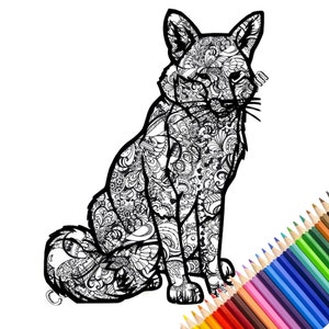 Instant Download Fox Coloring Page | DIY Printable Coloring Page | Adult & Kids Colouring Page