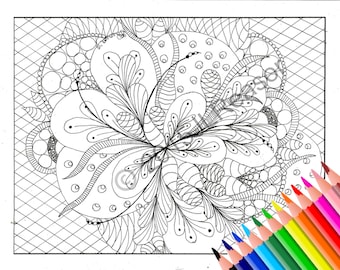 Printable Zentangle Coloring Page, Adult Journaling Art (PDF Download)