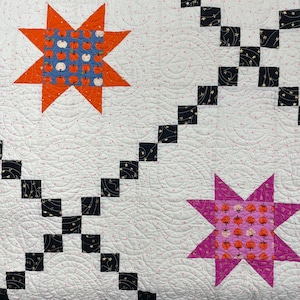 Hopscotch Stars Quilt Pattern, PDF instructions for 2 sizes