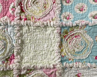 Wzór na kołdrę Shabby Rag Rosey w formacie PDF – łatwy samouczek dotyczący kołdry szmacianej, przyjazny dla początkujących, technika rozkwitu, natychmiastowe pobranie – nowe i zaktualizowane