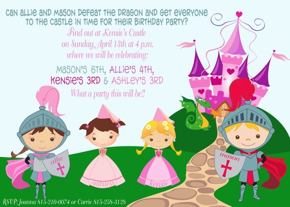 Invitation Princesse Princesse Et Chevalier Imprimable Etsy
