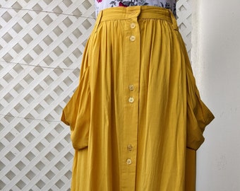 Vintage Yellow Spring Summer Slouchy Pocket Skirt - Size Small