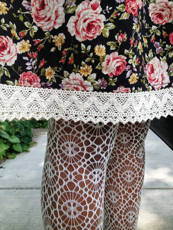 Vintage Floral Lace Trim Dress - Size Small - Etsy