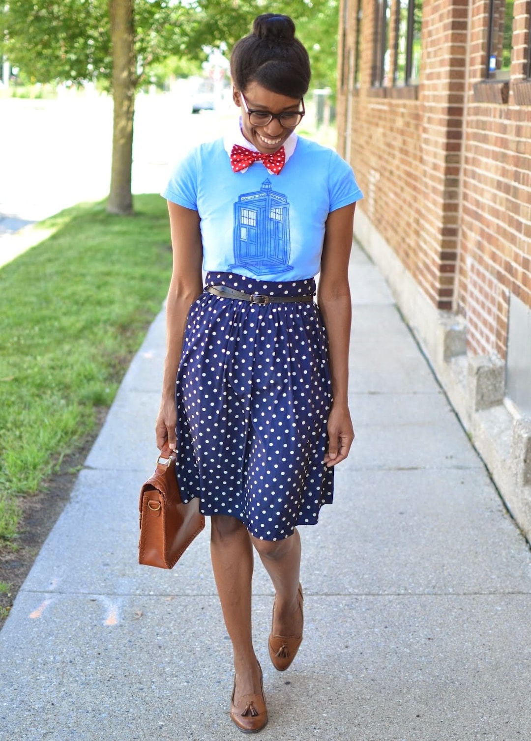 Blue skirt polka sales
