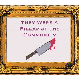 Podcast Pillar of the Community True Crime Cross Stitch pattern PDF digital