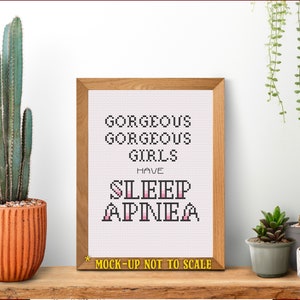 Sleep apnea Cross Stitch PDF easy beginner project humor insomnia craft cant sleep demon gift pattern beginner funny cross stitch