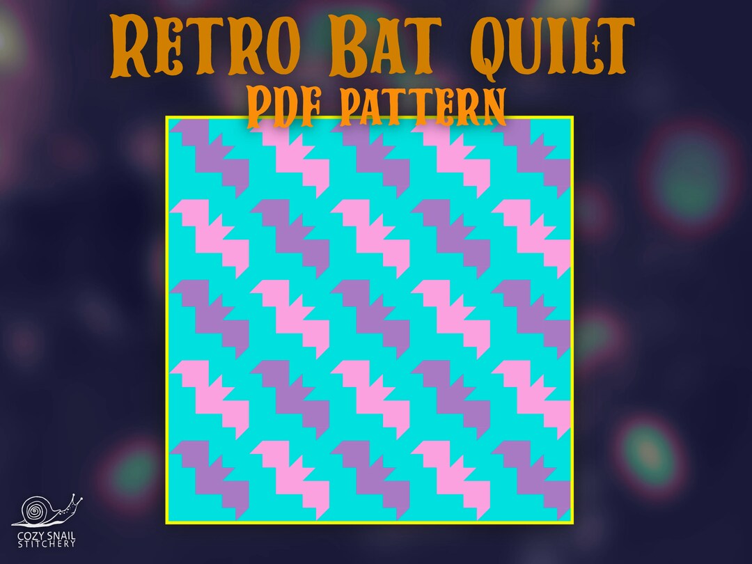 Retro Bat Quilt Halloween Quilt Pattern Pdf Digital Cute Modern Quilting Block Gift Cuts