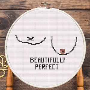Beautifully Perfect Mastectomy Cross stitch PATTERN ONLY breast cancer beginner