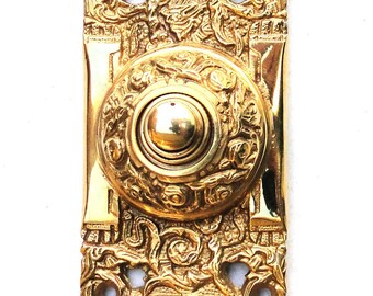 Vintage DOOR BELL Hammered Metal PUSH BUTTON Arts /& Crafts Unused in Box