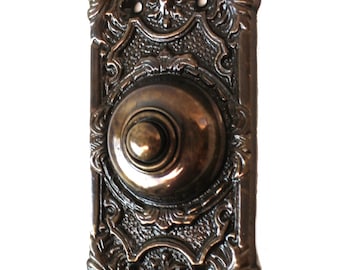Polished Shiny Brass Door Bell Button Antique Victorian Replica 7.5 Inches Tall