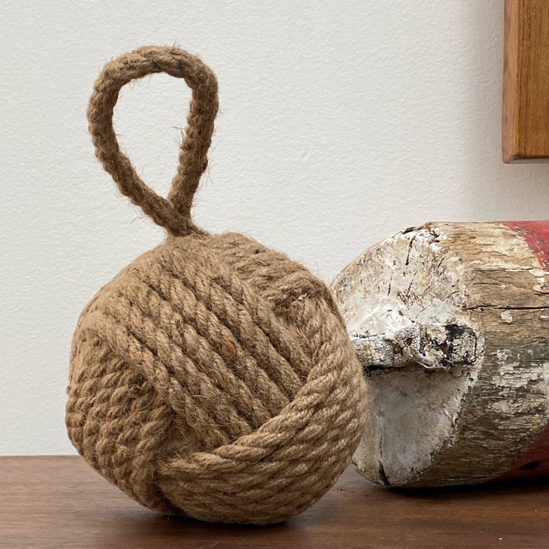 Nautical Rope Ball Heavy Door Stop Sailors Knot Old Style Etsy