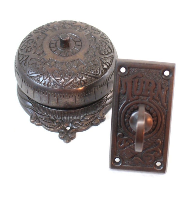 Bronze Twist Door Bell Antique Replica Non Electric Hand Crank Etsy