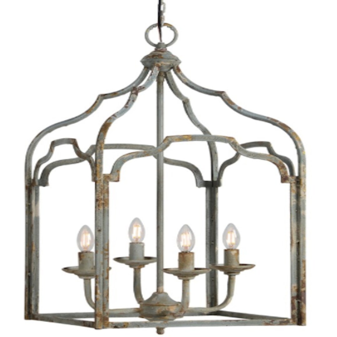 Gothic Style Candelabra Chandelier With Chippy Green Finish Etsy