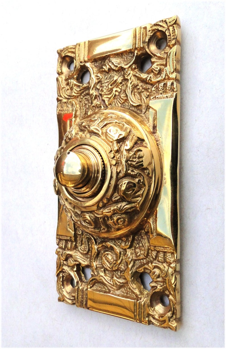 Push Button Electric Door Bell in Brass Antique Replica Etsy
