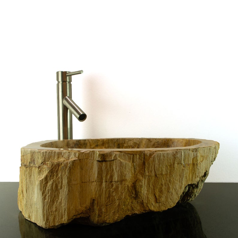 Basin Vessel Sink For Bathroom Counter Top In Petrified Wood Petdd 11