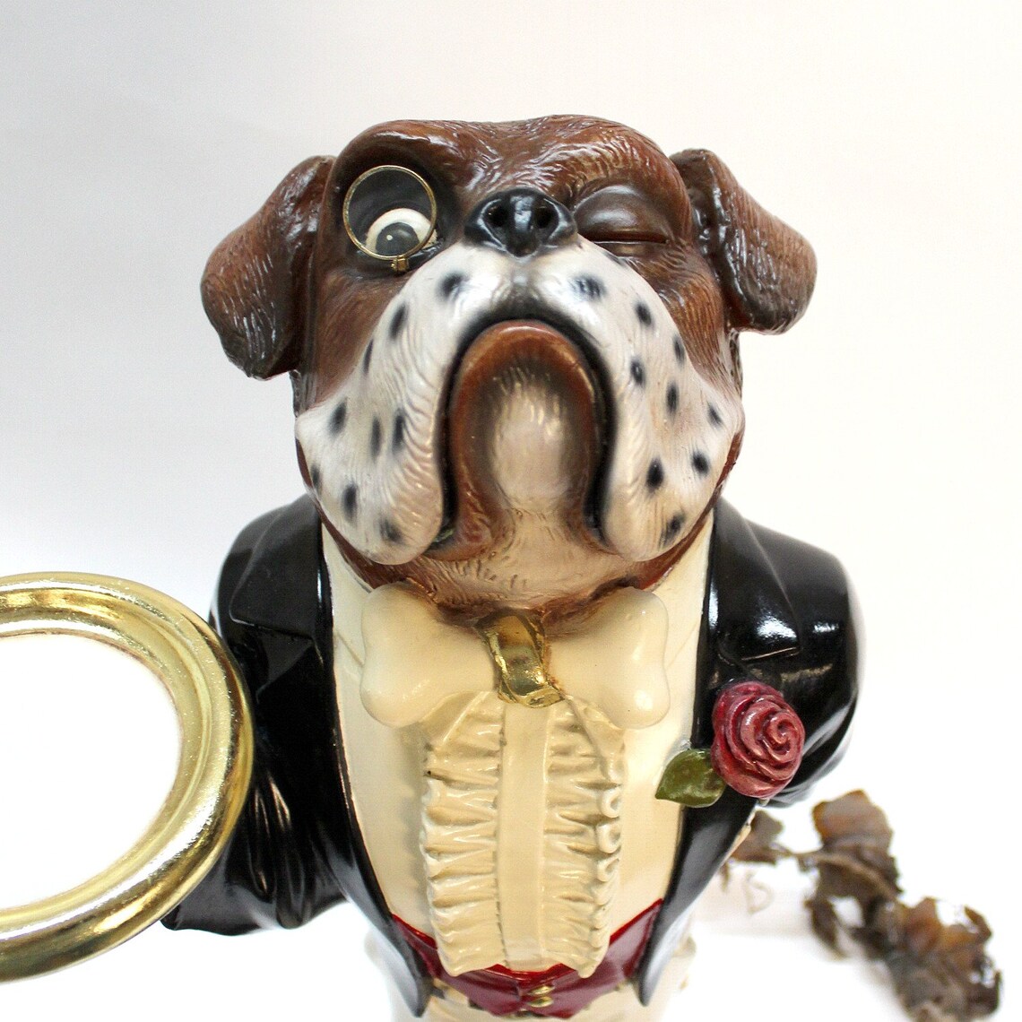 Bull Dog Butler Statue with Gold Tray in Tuxedo Kitchen Bar Etsy