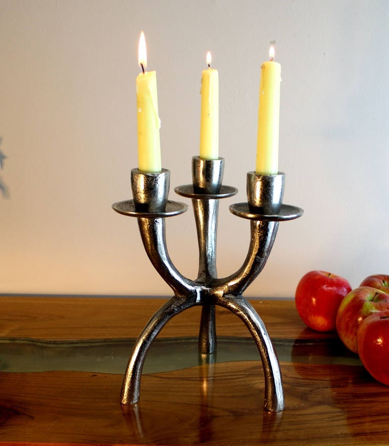 Mid Century Cast Aluminum Candelabra Candle Holder Sculpture Etsy