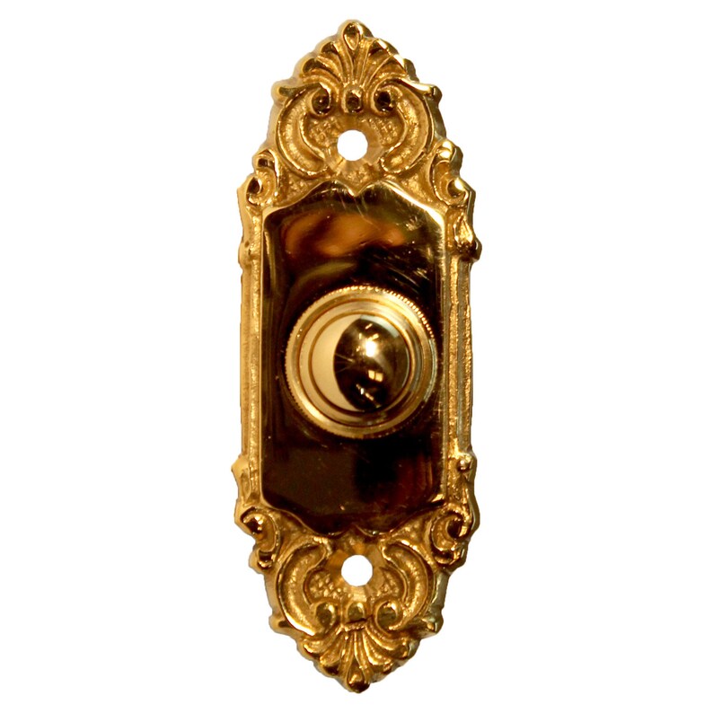 Polished Brass Door Bell Victorian Style Electric Push Call Etsy