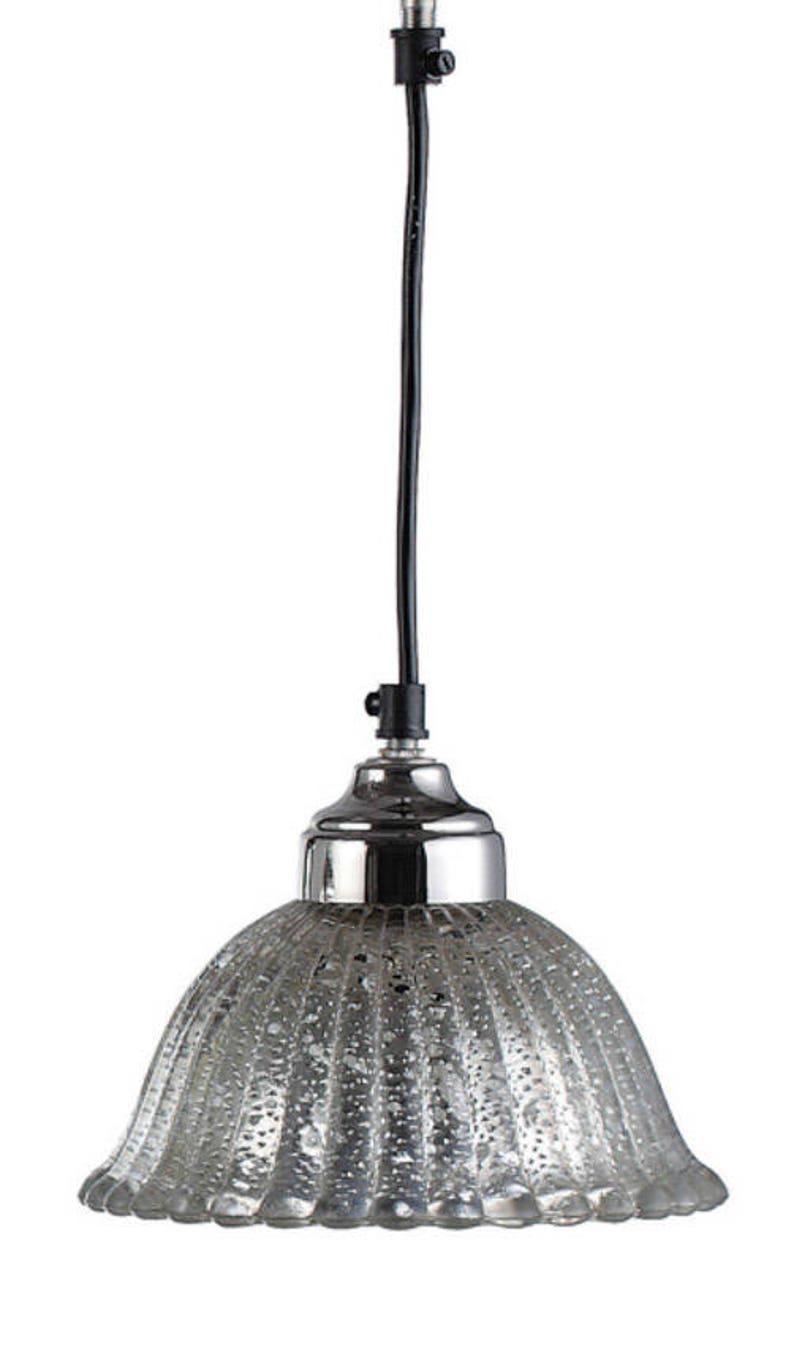 Mercury Glass Ribbed Pendant Light Ceiling Mount Fixture Image 0