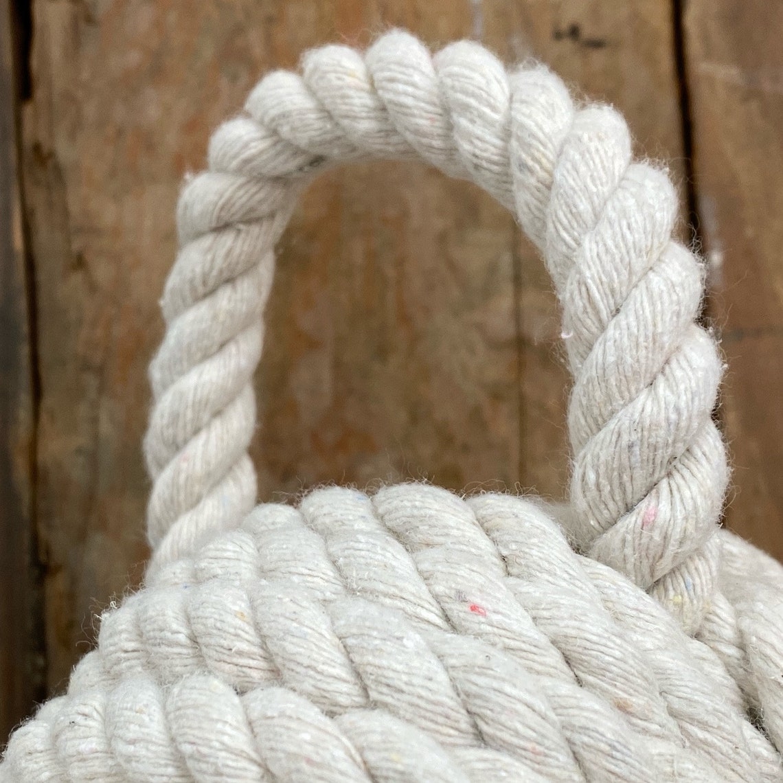 White Nautical Rope Ball Heavy Door Stop Sailors Knot Old Etsy