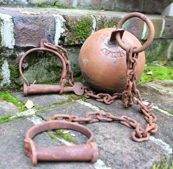 Yuma Territory Ball And Chain Rusted Cast Iron Jail Cell Or Etsy