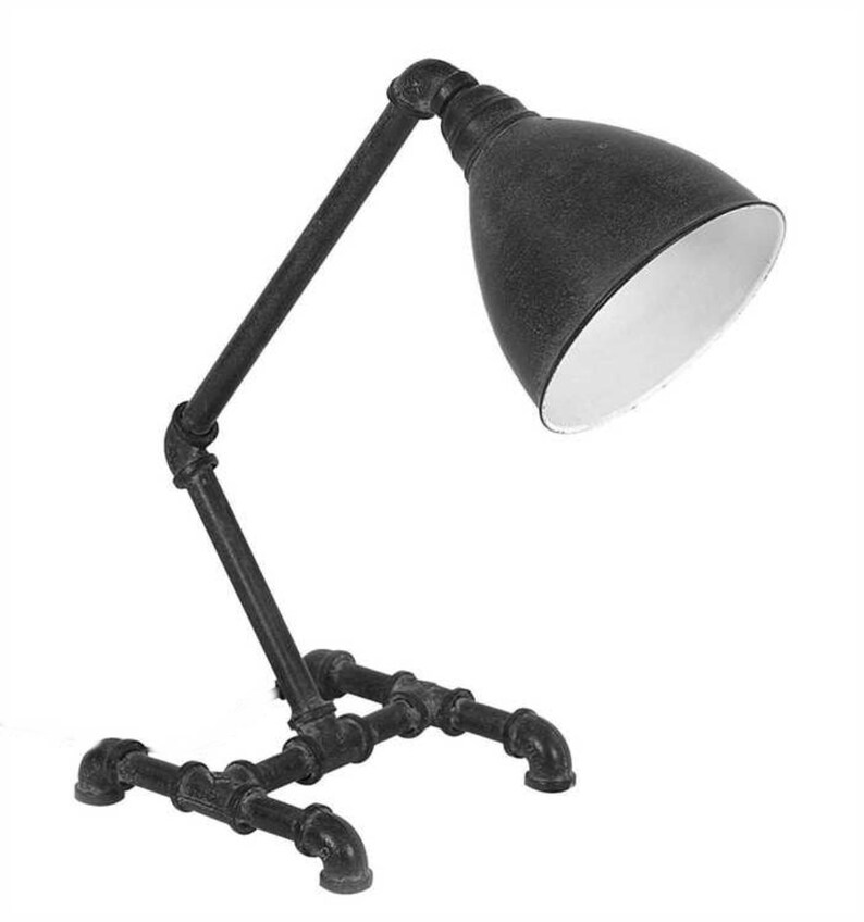 Factory Industrial Table Desk Lamp With Iron Pipe and Antique Etsy