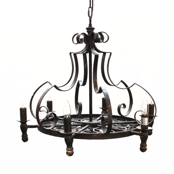 Wrought iron sales foyer chandelier