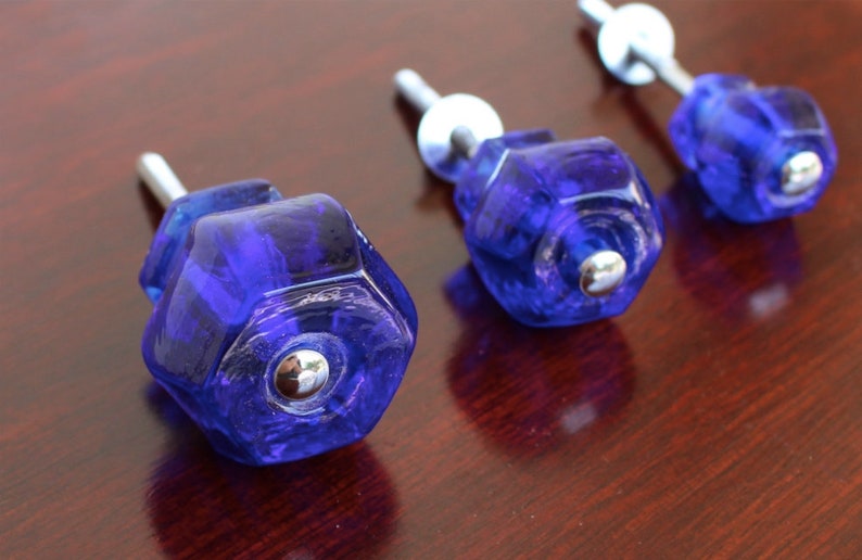 Cobalt BLUE Depression Glass Knobs 1.25 Inch Drawer Etsy