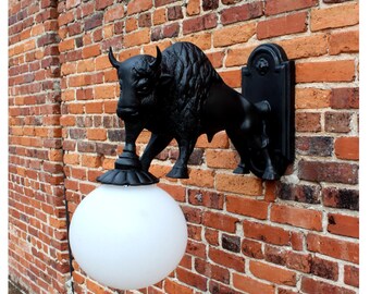 Western Style Buffalo Wall Sconce for Indoor or Outdoor Lighting