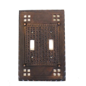 Arts and Crafts Double Gang Switch Plate Cover Mission Bungalow Bronze