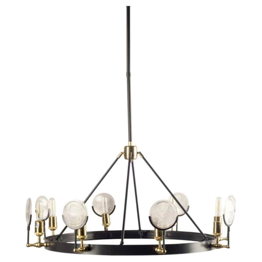 Industrial Gas Light Chandelier With Ribbed Magnify Glass Etsy